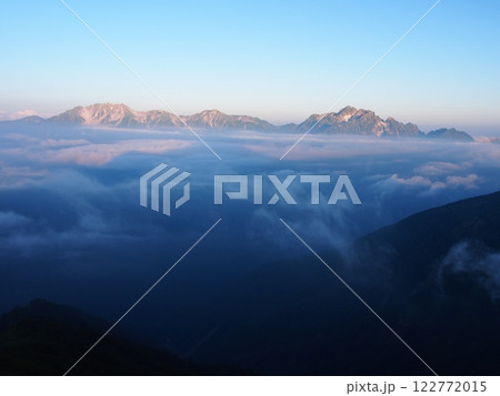鹿島槍ヶ岳から望む立山と剱岳 122772015