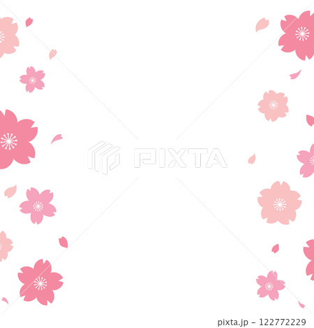 シンプルかわいい桜の正方形背景枠 シンプルかわいい桜の正方形背景枠 122772229