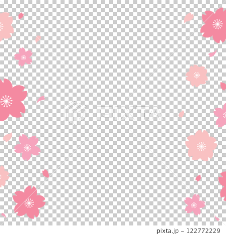 シンプルかわいい桜の正方形背景枠 シンプルかわいい桜の正方形背景枠 122772229