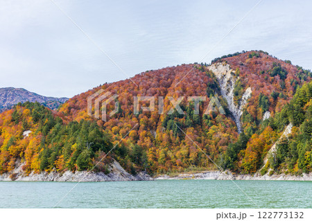 秋の立山黒部アルペンルート 紅葉の黒部ダム(黒部湖) 秋の立山黒部アルペンルート 紅葉の黒部ダム(黒部湖) 122773132