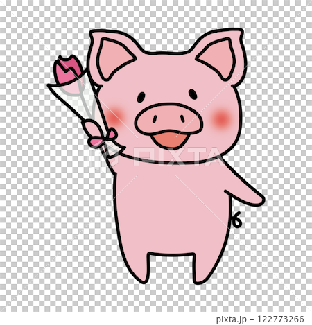 A pig holding a flower 122773266