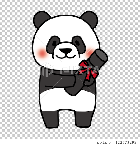 Panda holding a diploma 122773295