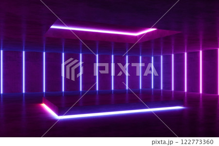 interior empty space with coloful lighting , 3d rendering 122773360