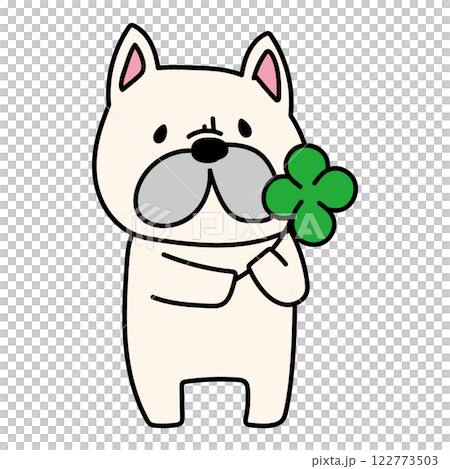 法國鬥牛犬拿著四葉草 122773503