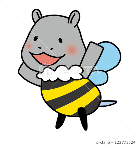 ミツバチの格好をしているカバ 122773524
