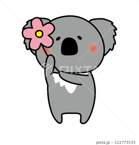 お花を持っているコアラ 122773535