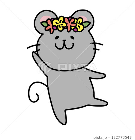 頭に花冠をつけたネズミ 122773545