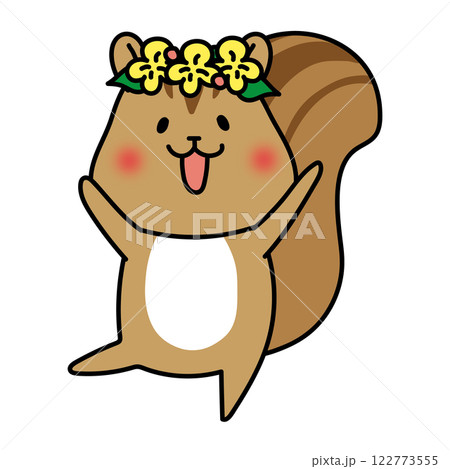 頭に花冠をつけたリス 122773555