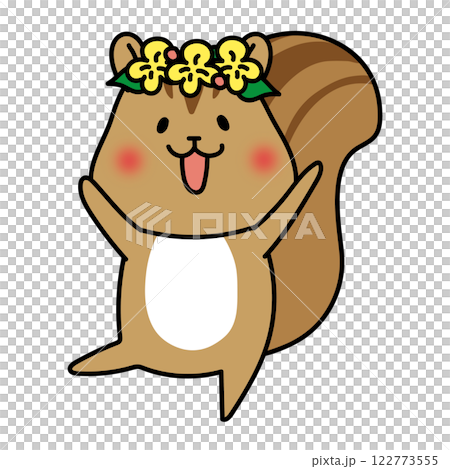 頭に花冠をつけたリス 122773555