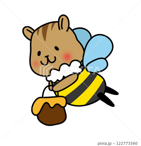蜂蜜を運ぶミツバチの格好をしたリス 122773560