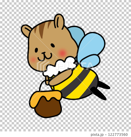 蜂蜜を運ぶミツバチの格好をしたリス 122773560