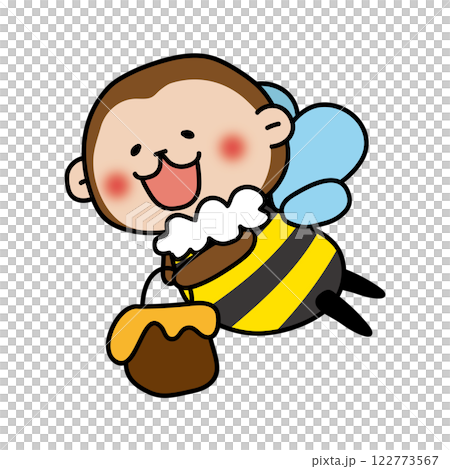 一隻猴子扮成蜜蜂，搬運蜂蜜 122773567