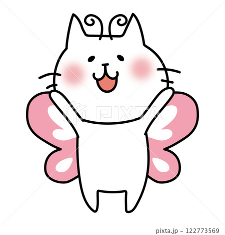 蝶々の格好をしている白い猫 蝶々の格好をしている白い猫 122773569