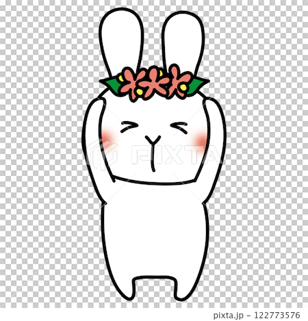 頭上戴著花冠的白兔 頭上戴著花冠的白兔 122773576