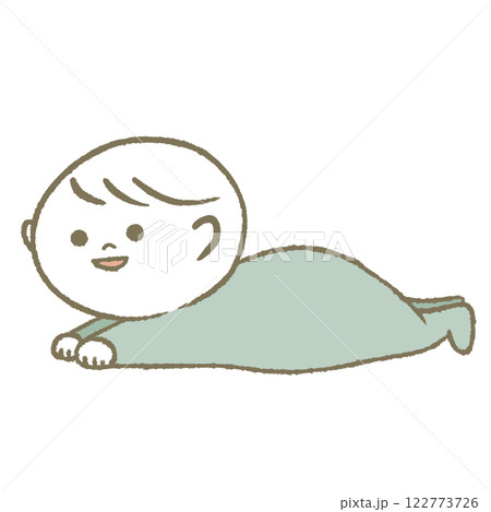 うつぶせの赤ちゃん(水色) うつぶせの赤ちゃん(水色) 122773726