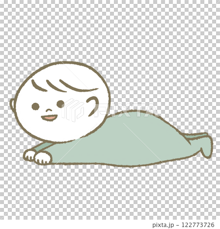 うつぶせの赤ちゃん(水色) うつぶせの赤ちゃん(水色) 122773726