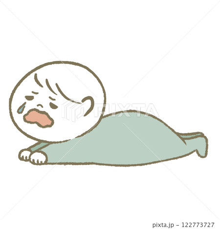 うつぶせの赤ちゃん(水色) うつぶせの赤ちゃん(水色) 122773727