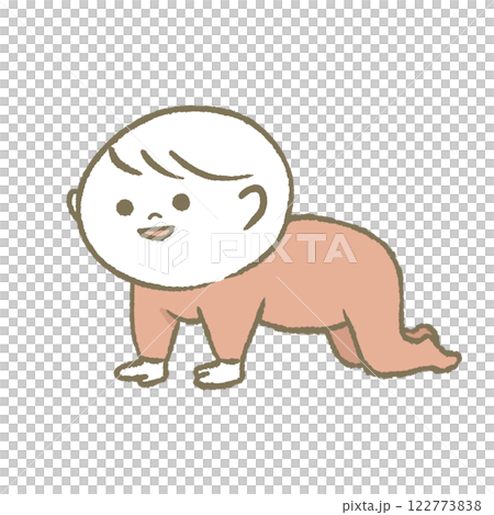 ハイハイする赤ちゃん（ピンク） 122773838