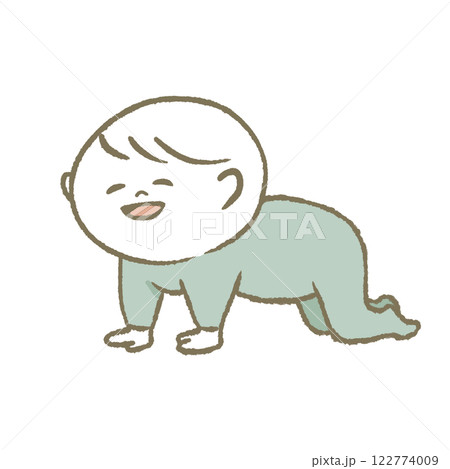 ハイハイする赤ちゃん（水色） 122774009