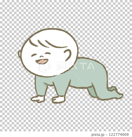 ハイハイする赤ちゃん（水色） 122774009