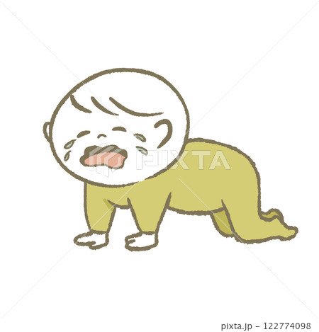 ハイハイする赤ちゃん（黄色） 122774098