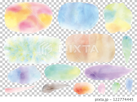 A set of 15 different watercolor texture parts A set of 15 different watercolor texture parts 122774445