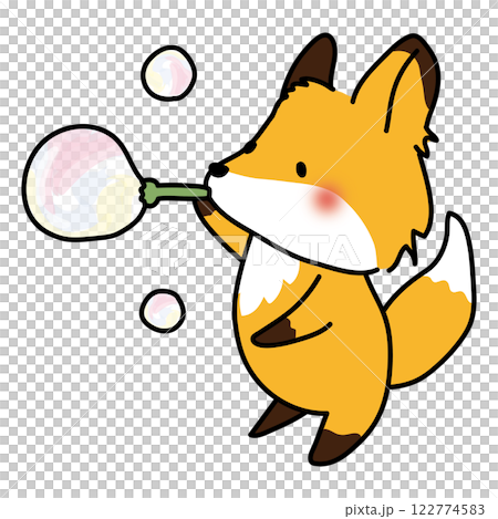 A fox playing with soap bubbles 122774583