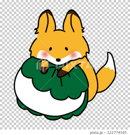 A fox sitting on a piece of kashiwamochi 122774585