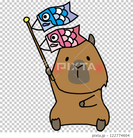 Capybara holding a carp streamer 122774604