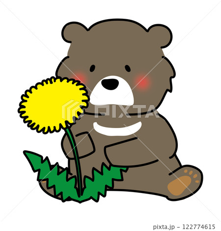 大きなタンポポとクマ 122774615