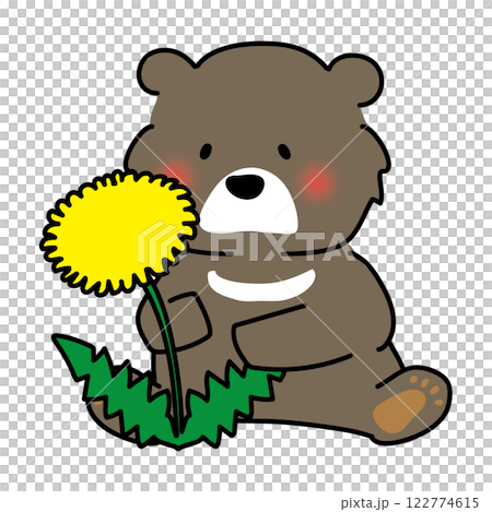 大きなタンポポとクマ 122774615