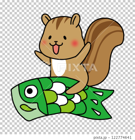 松鼠跨在鯉魚旗上 122774641