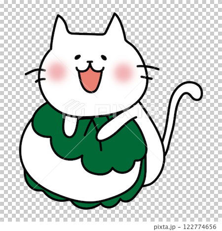 一隻白貓坐在柏餅上 一隻白貓坐在柏餅上 122774656