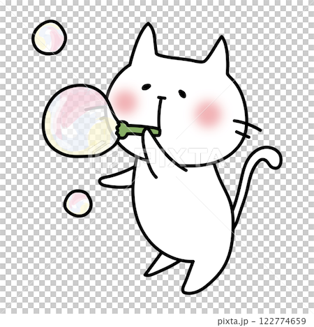 白貓玩肥皂泡 122774659