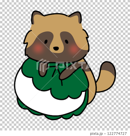 一隻浣熊坐在柏餅上 122774727