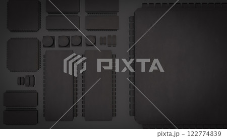 The Black PCB Board for It to Technology concept 3d Rendering. The Black PCB Board for It to Technology concept 3d Rendering. 122774839