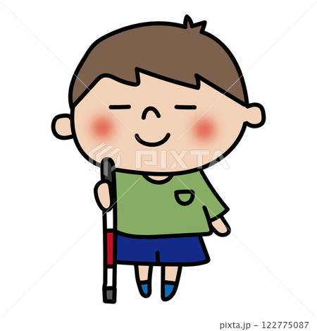 白杖を持っている子供（男の子） 122775087
