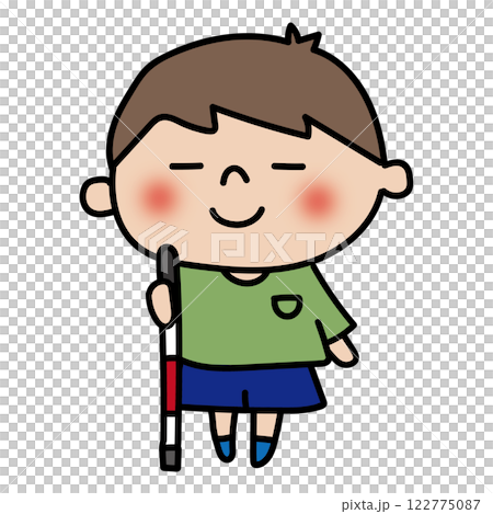 白杖を持っている子供（男の子） 122775087