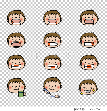 一套適合男孩的兒童刷牙姿勢 122775202