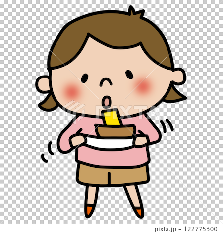 A child (girl) helping to clean up the dishes 122775300