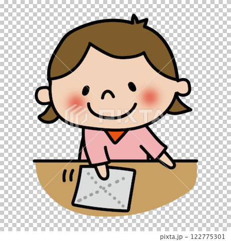 A child (girl) helping to wipe the desk 122775301