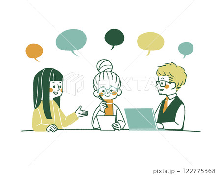 話し合いをしている人々-4色 122775368
