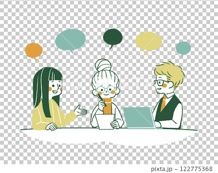 People having a discussion - 4 colors People having a discussion - 4 colors 122775368