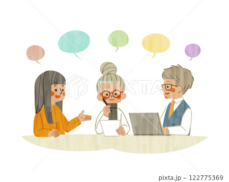 話し合いをしている人々-ガッシュ 話し合いをしている人々-ガッシュ 122775369