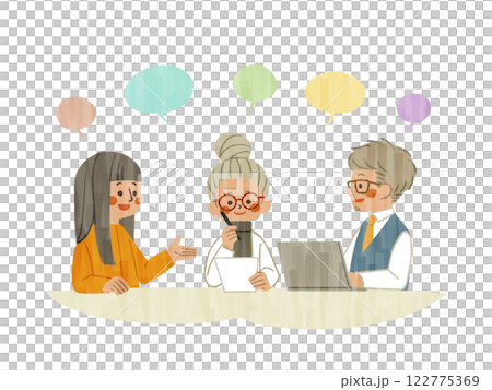 話し合いをしている人々-ガッシュ 話し合いをしている人々-ガッシュ 122775369