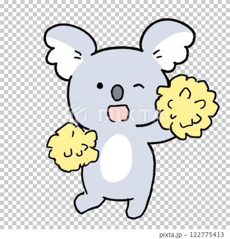 Koala cheering with pom-poms 122775413