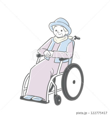 車椅子に座る高齢者のシンプルなイラスト 122775417