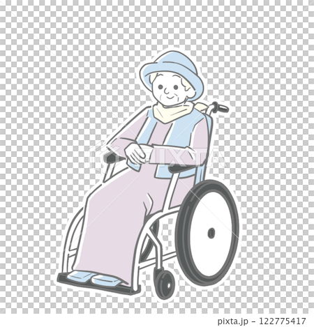 車椅子に座る高齢者のシンプルなイラスト 122775417