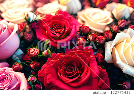 色とりどりの薔薇 色とりどりの薔薇 122775432