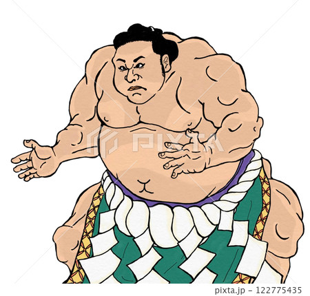 力強い力士のイラスト（浮世絵風） 122775435